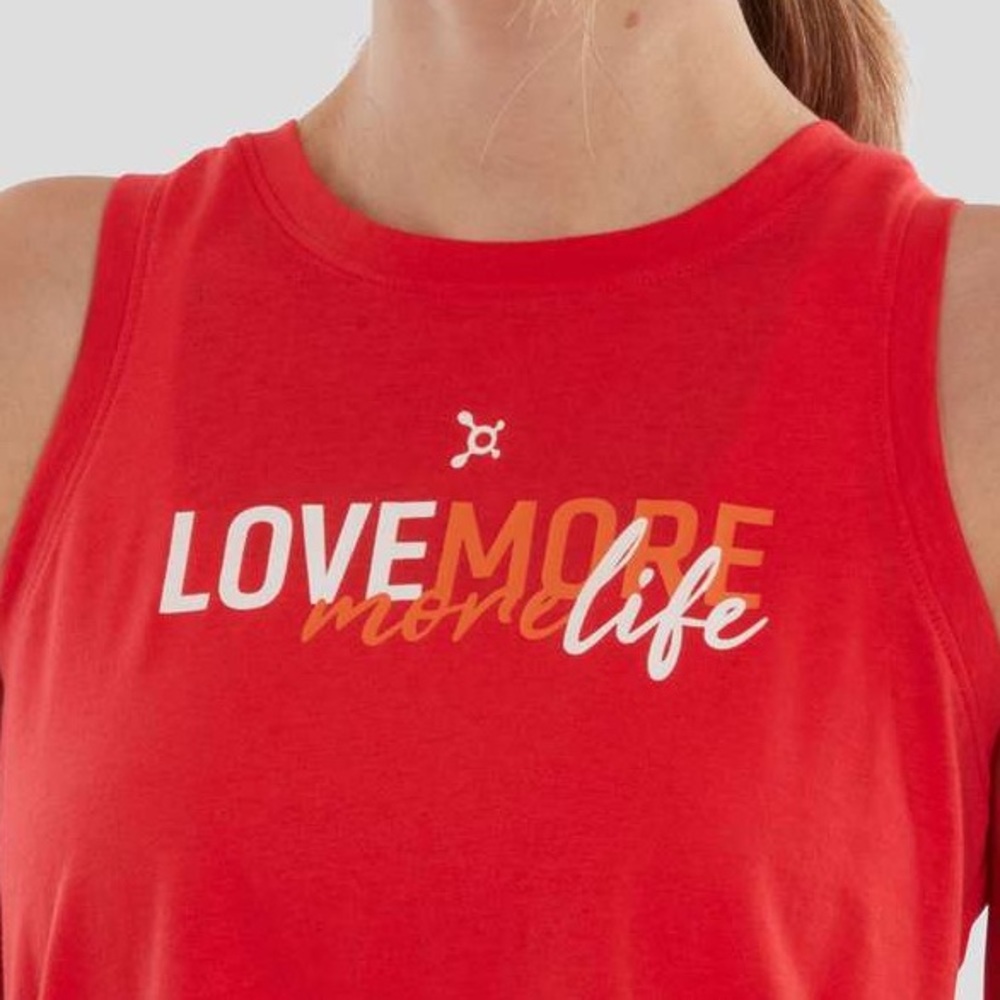 NWT orangetheory Love More Life red crop tank womens large OTF